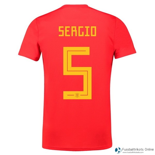 Spanien Trikot Heim Sergio 2018 Rote Fussballtrikots Günstig